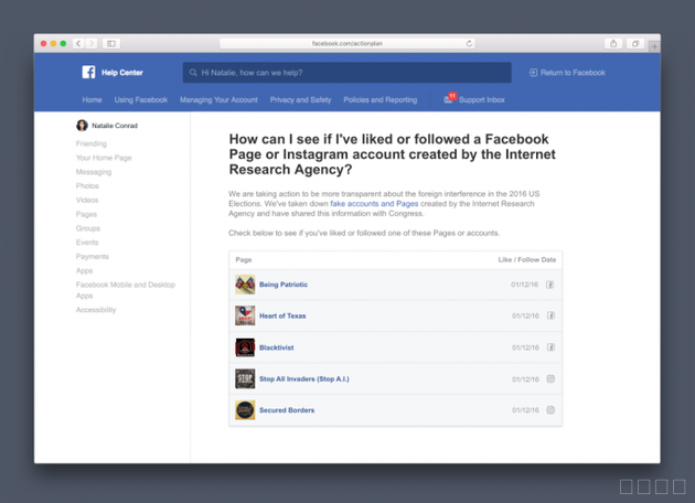 Facebook将开始提醒“点赞”与俄相关页面用户