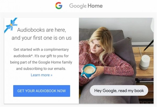 谷歌向Google Home用户赠送正版有声读物:任选一本